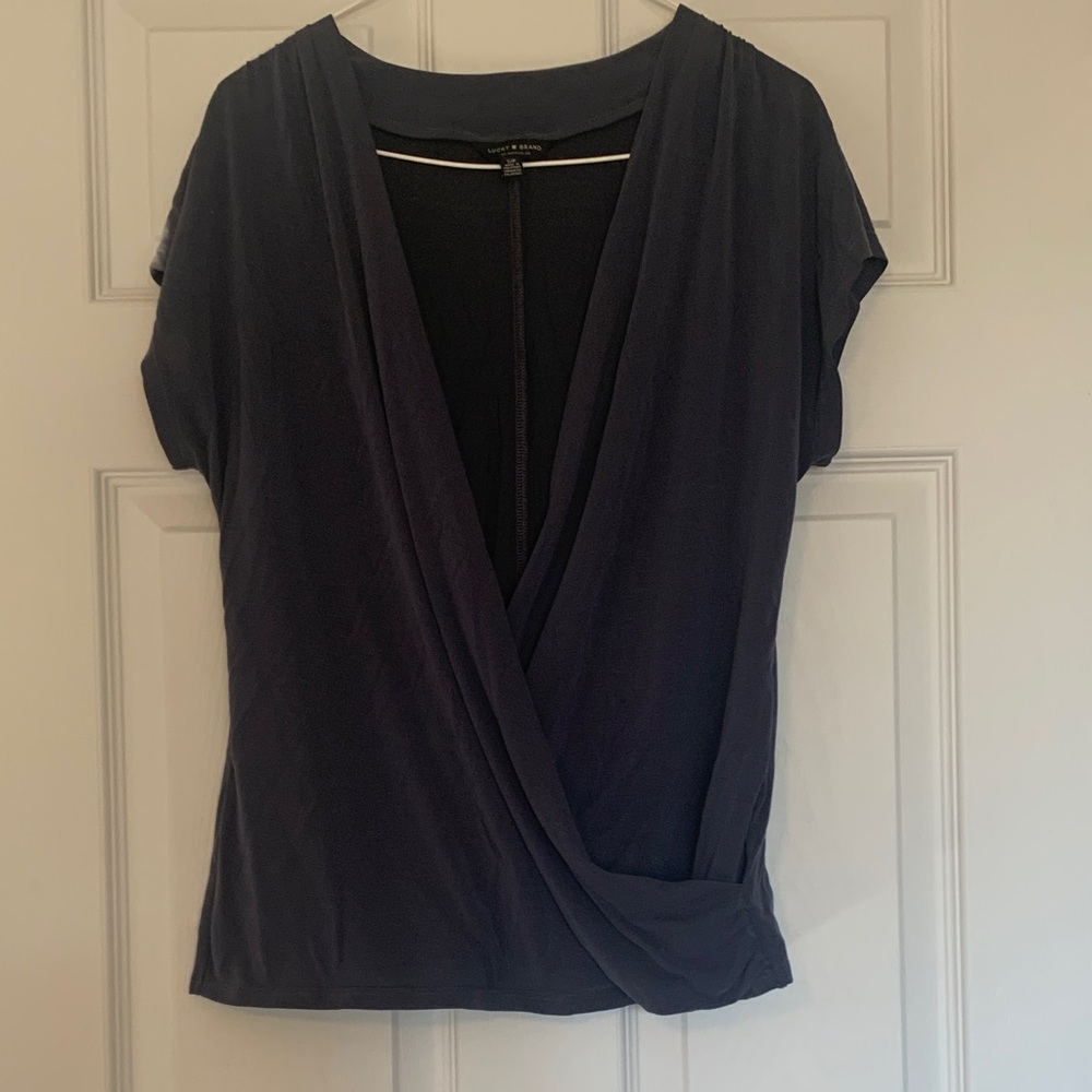 Lucky Brand Deep Blue Draped Women's Blouse